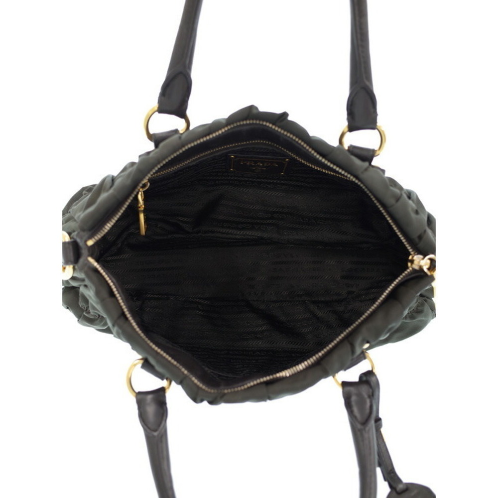 Prada Tessuto Gaufre Satchel ruched leather Black - Picture 3 of 9